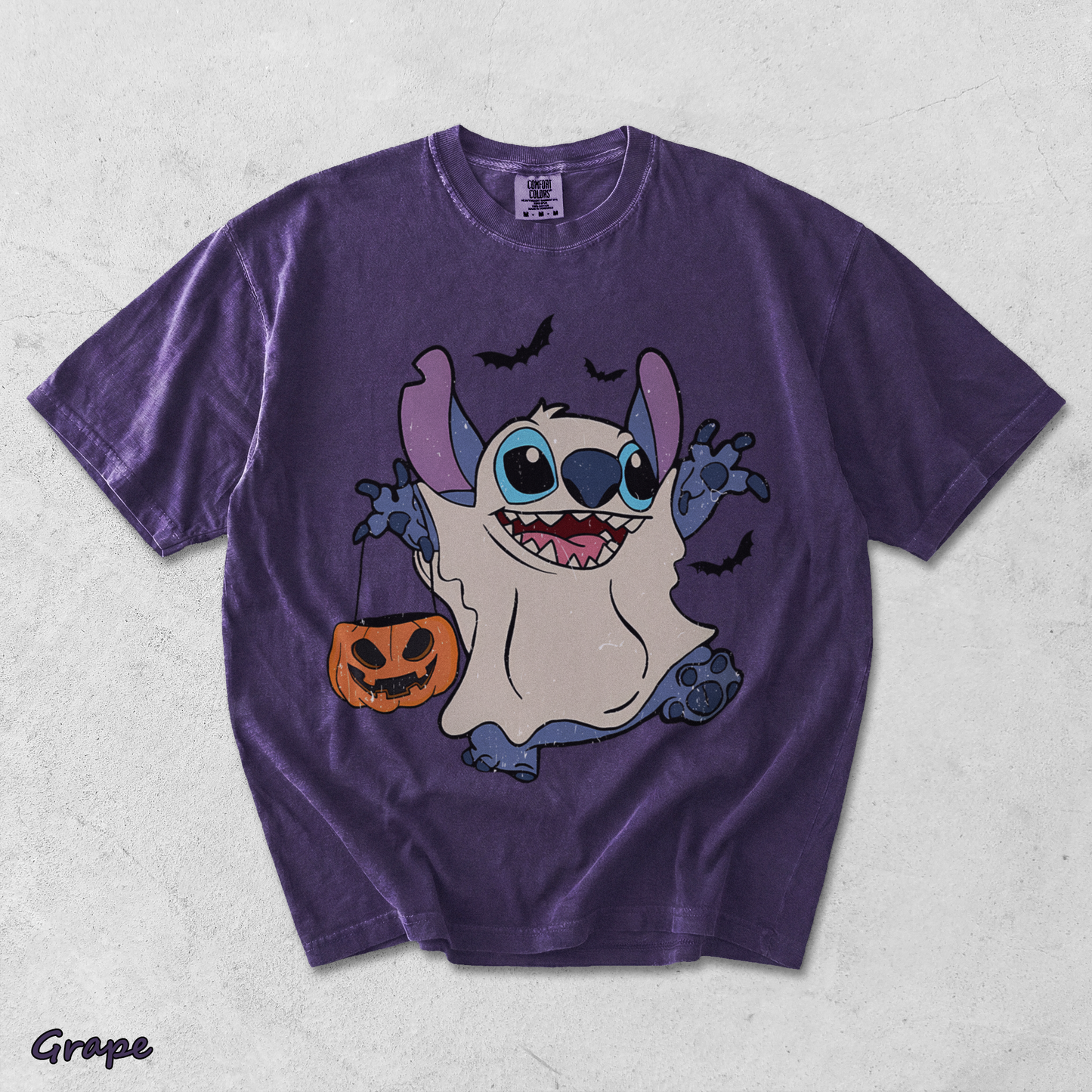 Retro Disney Stitch Halloween Shirt - Grape mockup