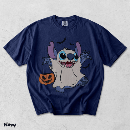 Retro Disney Stitch Halloween Shirt - True Navy mockup