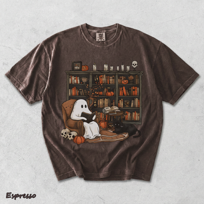 Retro Ghost Reading Books Sweatshirt - Espresso mockup