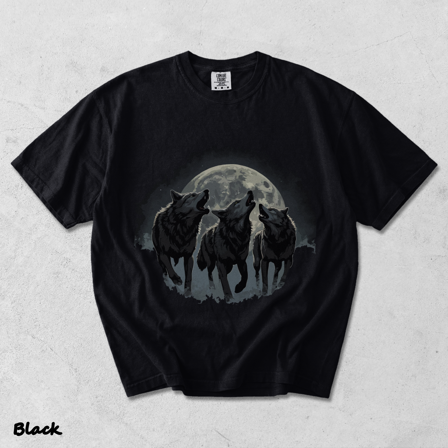 Retro Howling Wolf - Black mockup