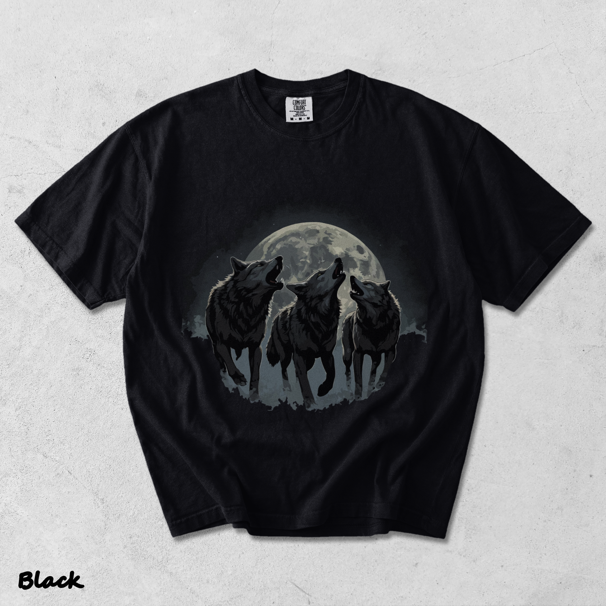 Retro Howling Wolf - Black mockup