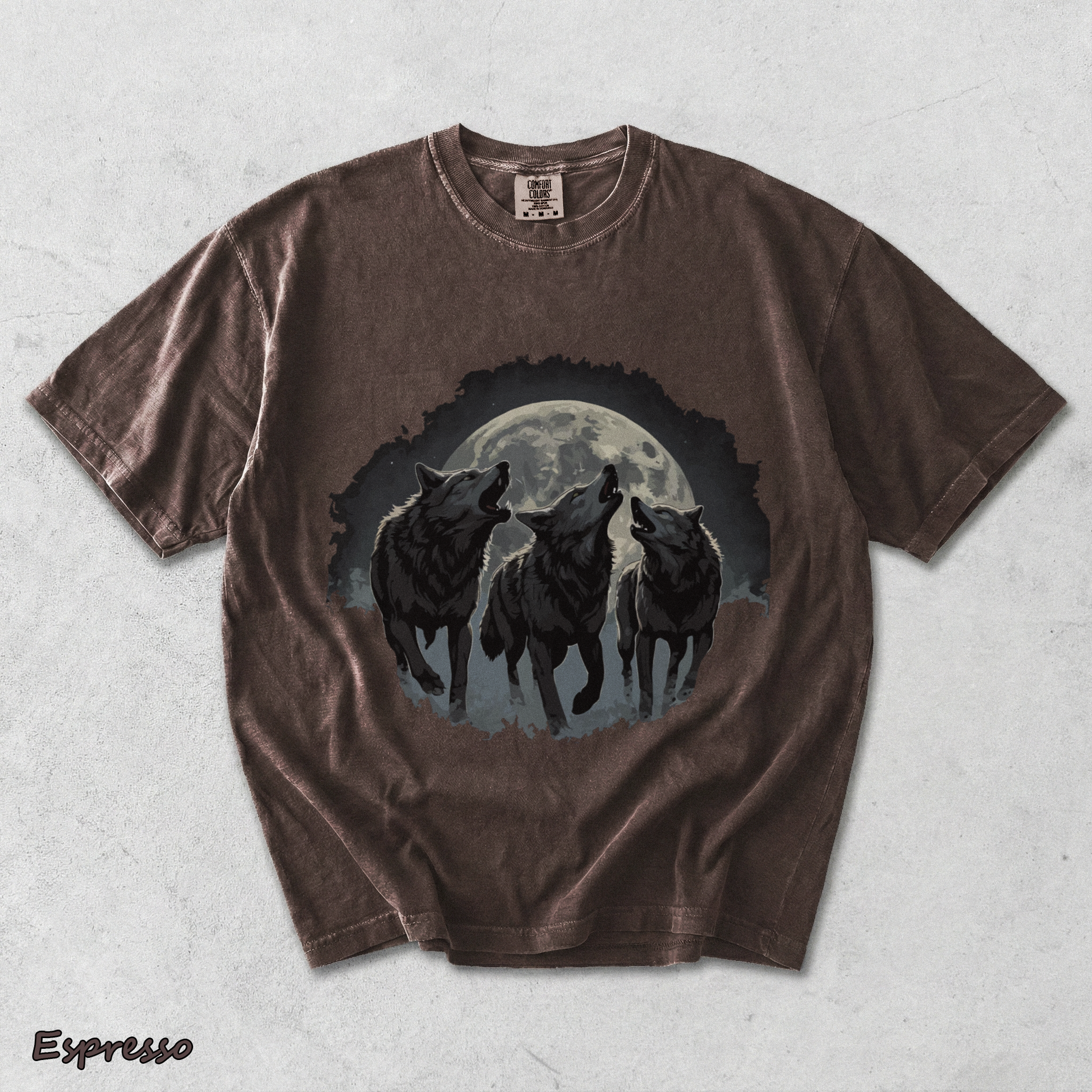 Retro Howling Wolf - Espresso mockup
