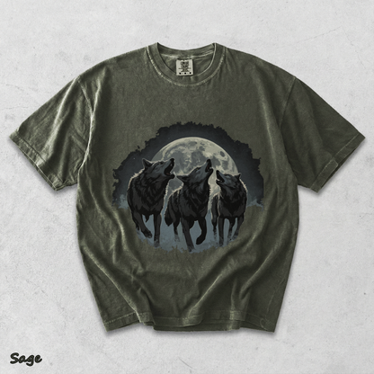 Retro Howling Wolf - Sage mockup