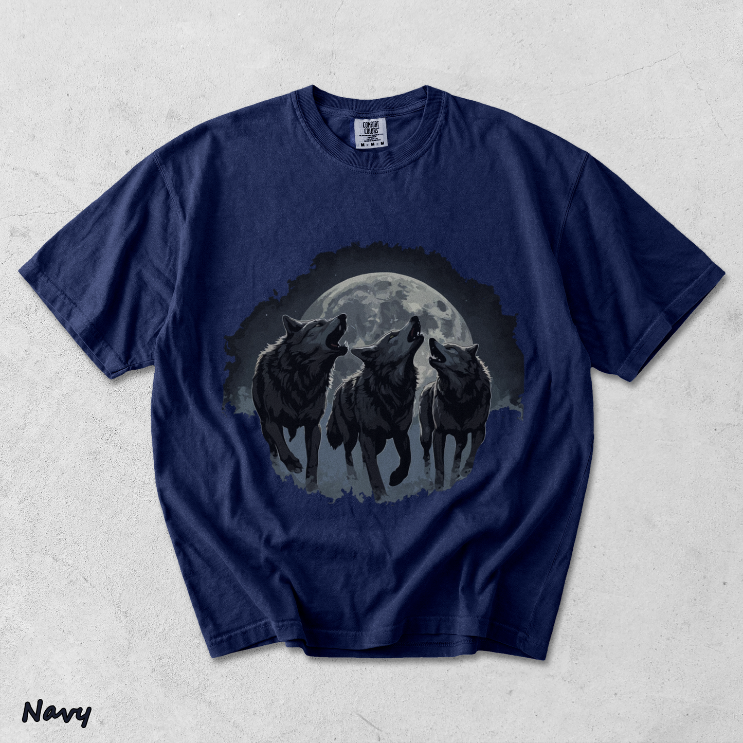 Retro Howling Wolf - True Navy mockup