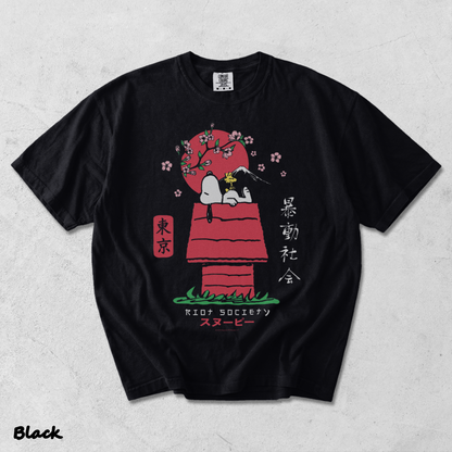 Riot Society Men's Snoopy Kanji - Black mockup