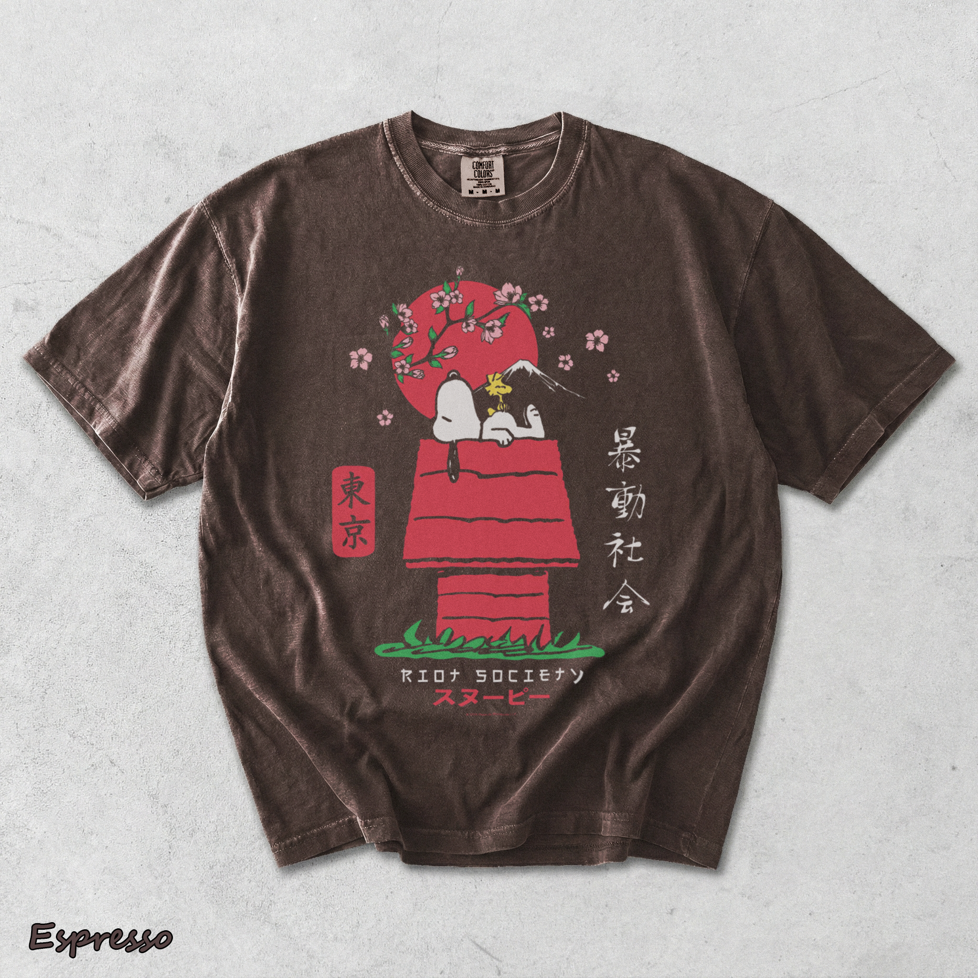Riot Society Men's Snoopy Kanji - Espresso mockup