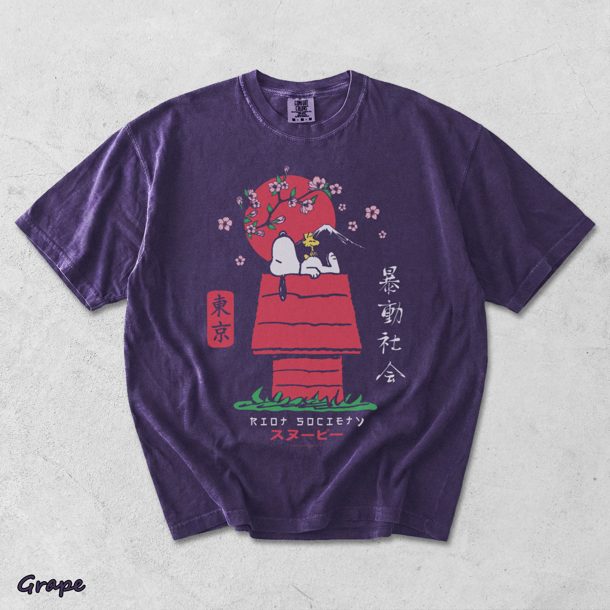 Riot Society Men's Snoopy Kanji - Grape mockup