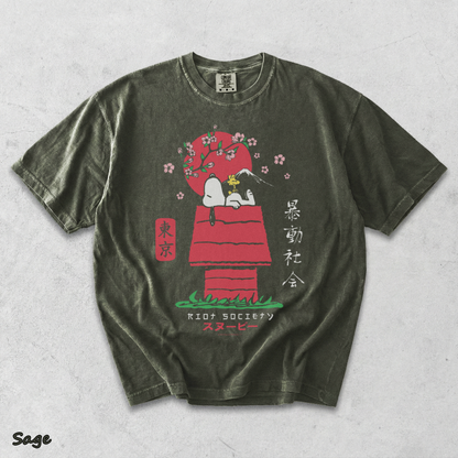 Riot Society Men's Snoopy Kanji - Sage mockup