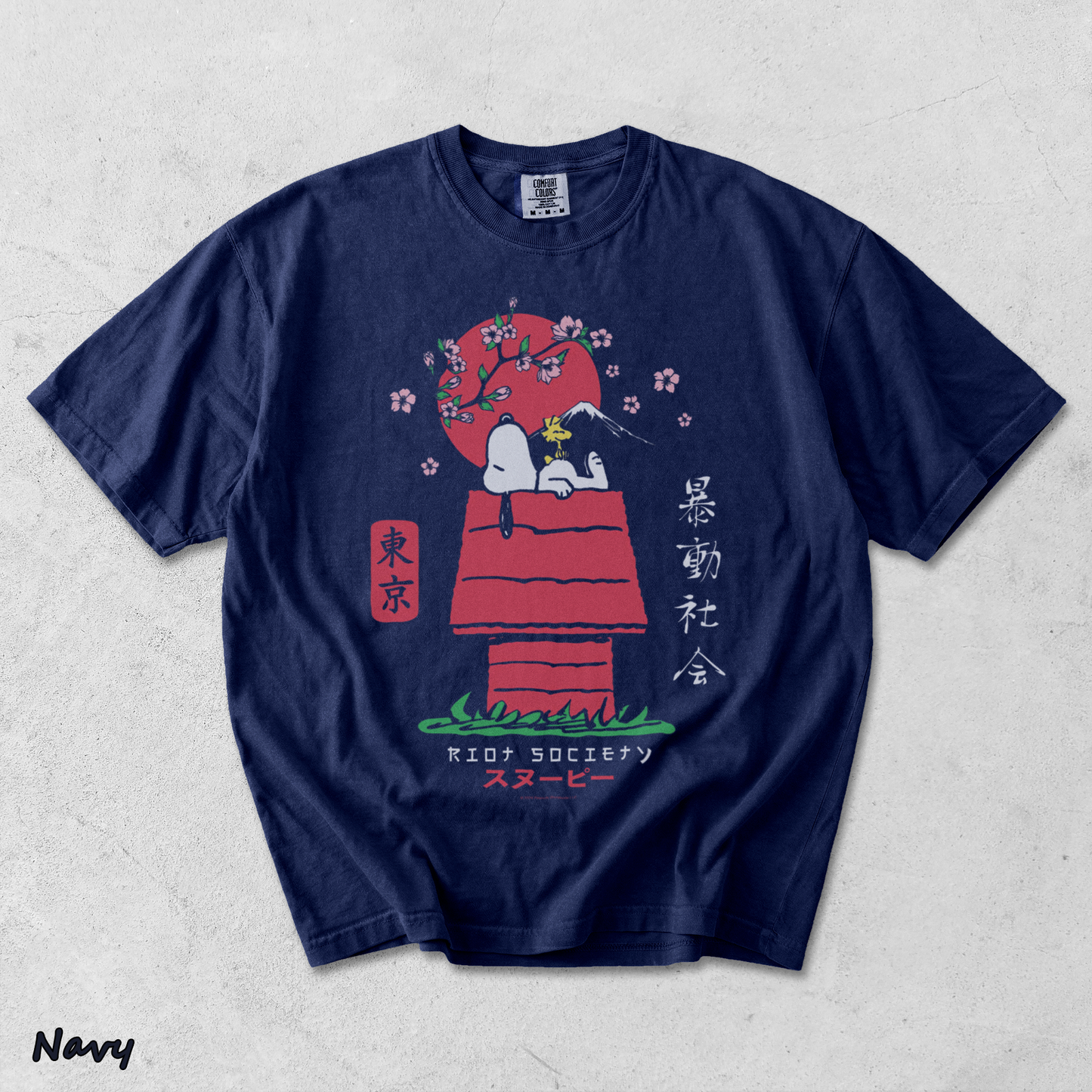 Riot Society Men's Snoopy Kanji - True Navy mockup