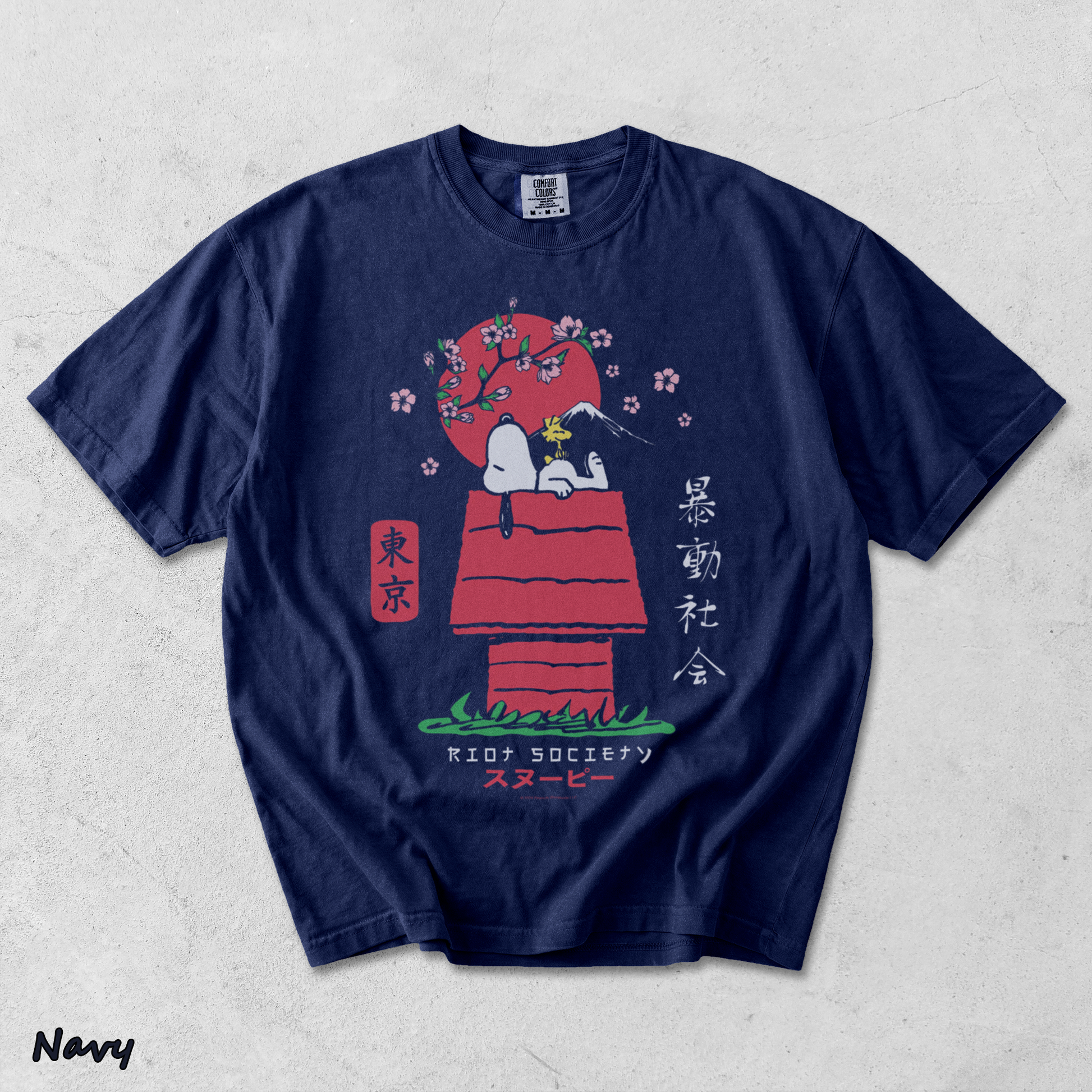 Riot Society Men's Snoopy Kanji - True Navy mockup