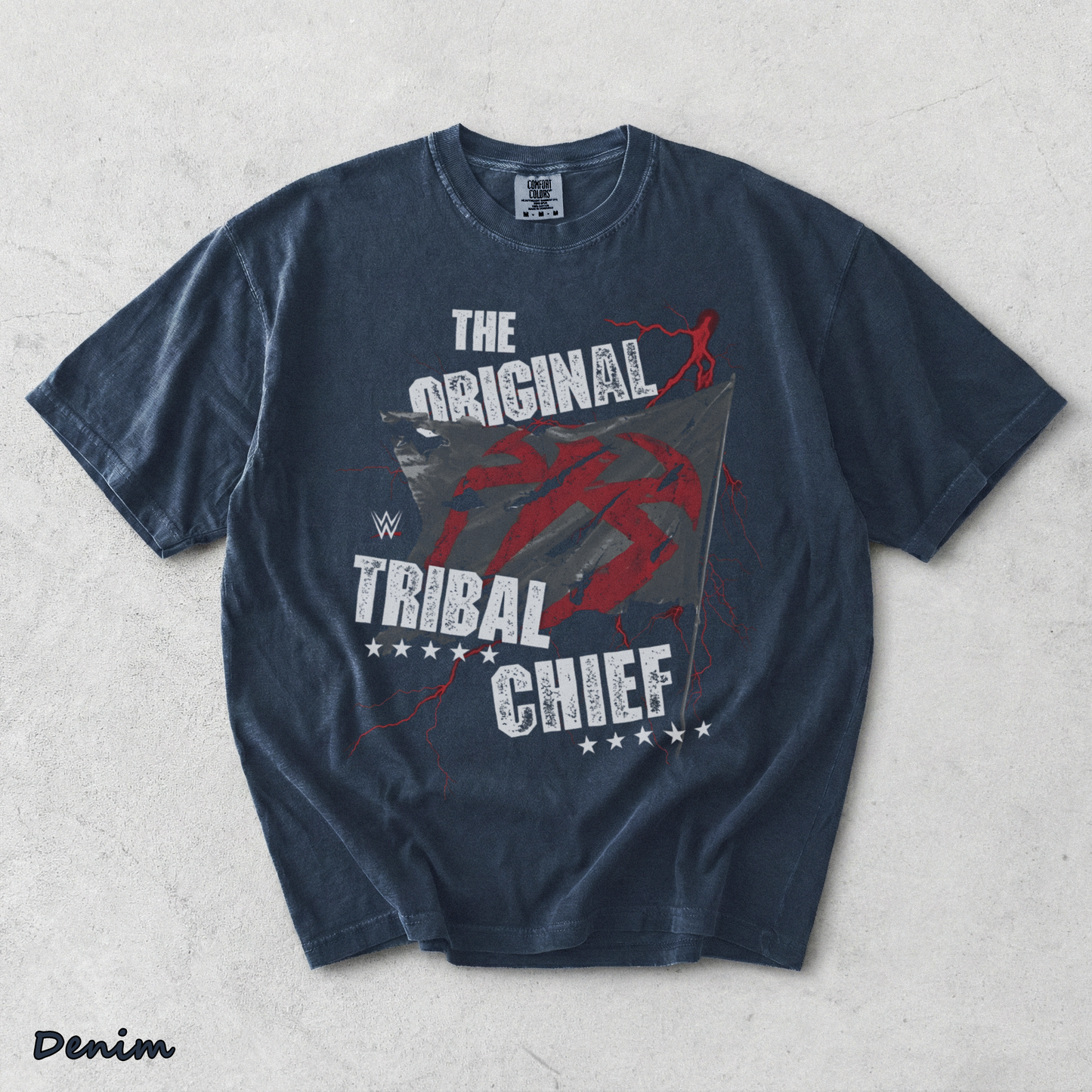 Roman Reigns The Original Tribal Chief T-Shirt back - Denim mockup