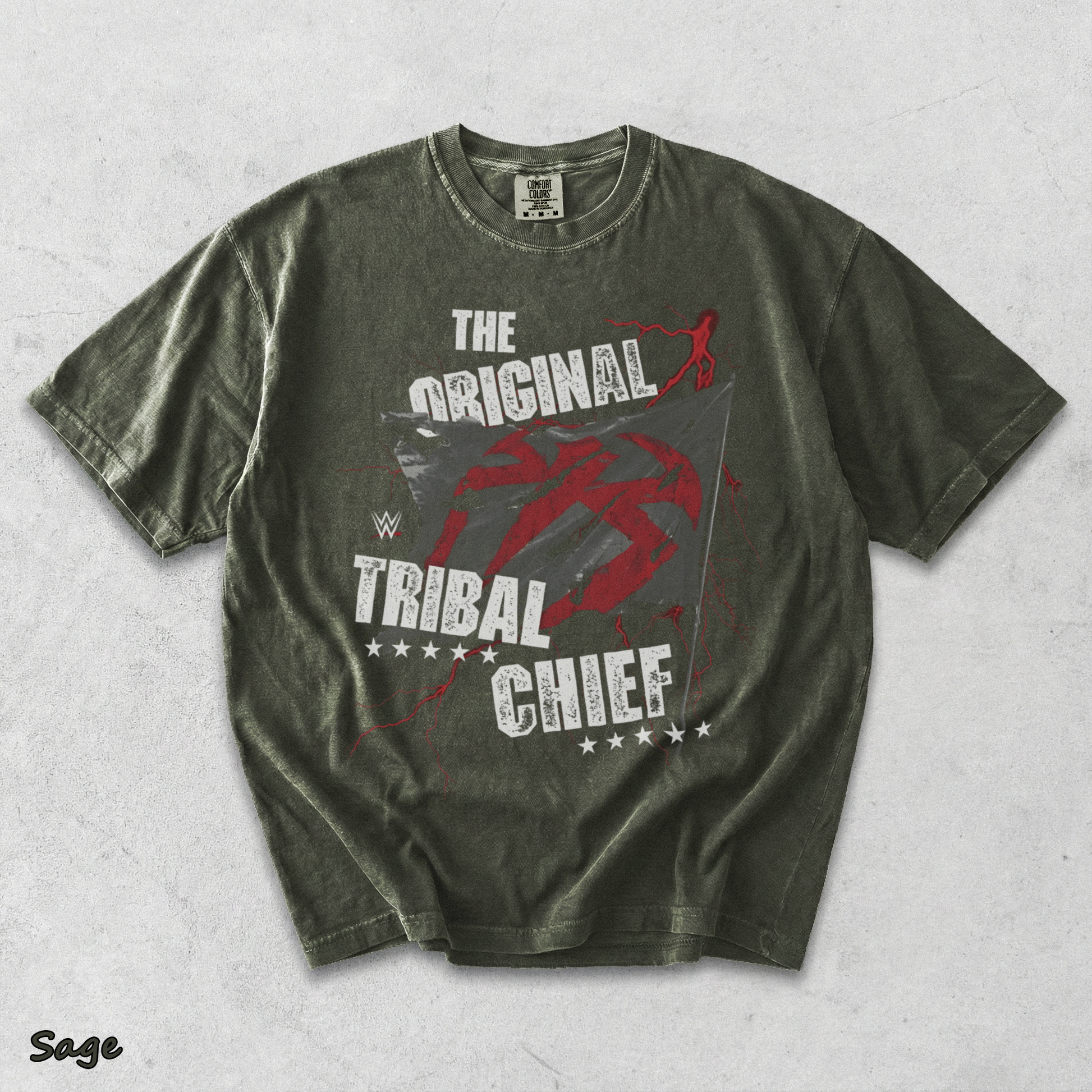 Roman Reigns The Original Tribal Chief T-Shirt back - Sage mockup