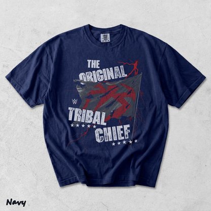 Roman Reigns The Original Tribal Chief T-Shirt back - True Navy mockup