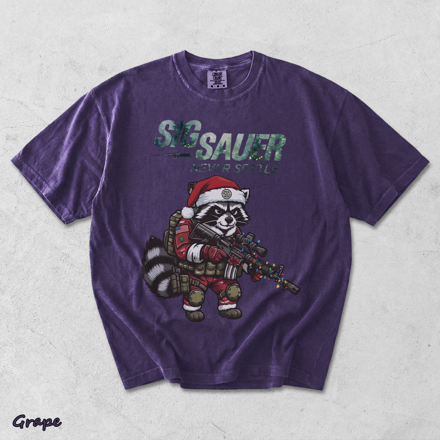 SIG SAUER Tactical Raccoon Santa - Grape mockup