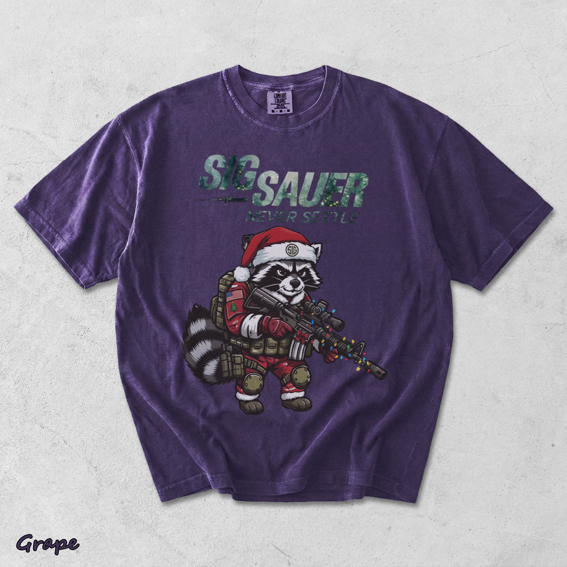 SIG SAUER Tactical Raccoon Santa - Grape mockup