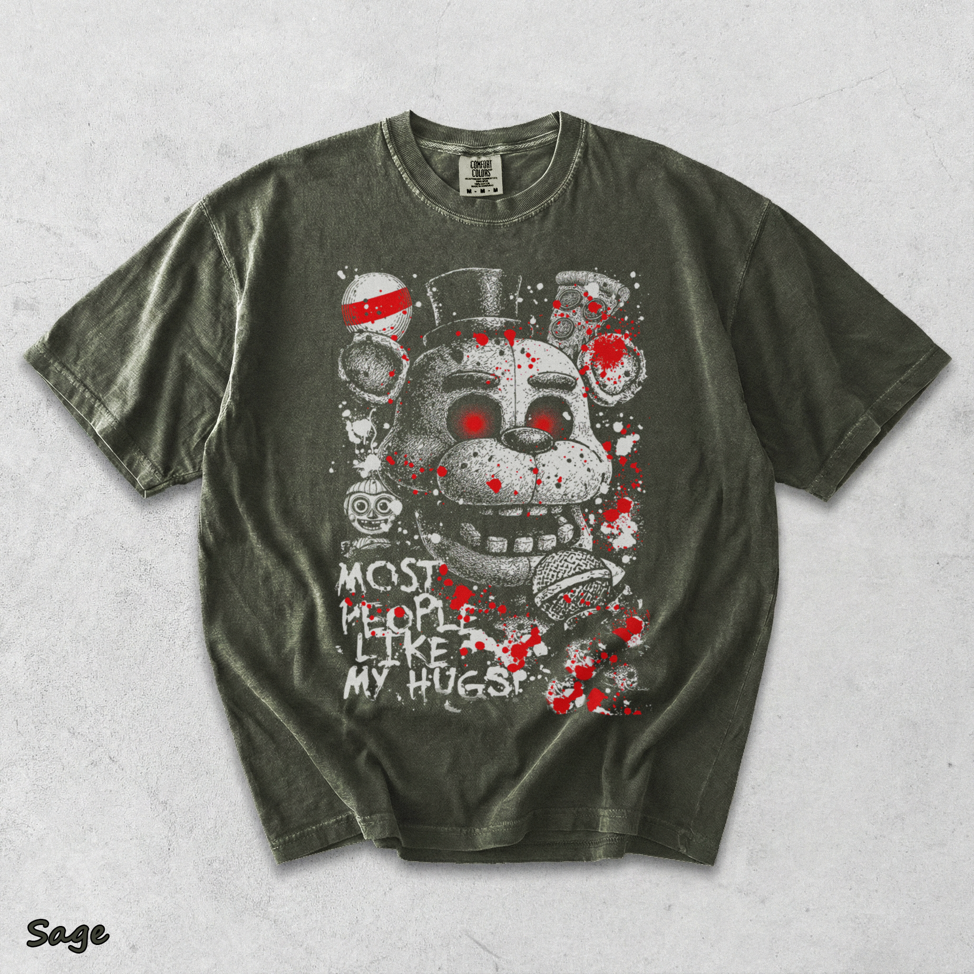 Springtrap Five Nights At Freddy's Game Acid Washed Lightweight - Sage mockup