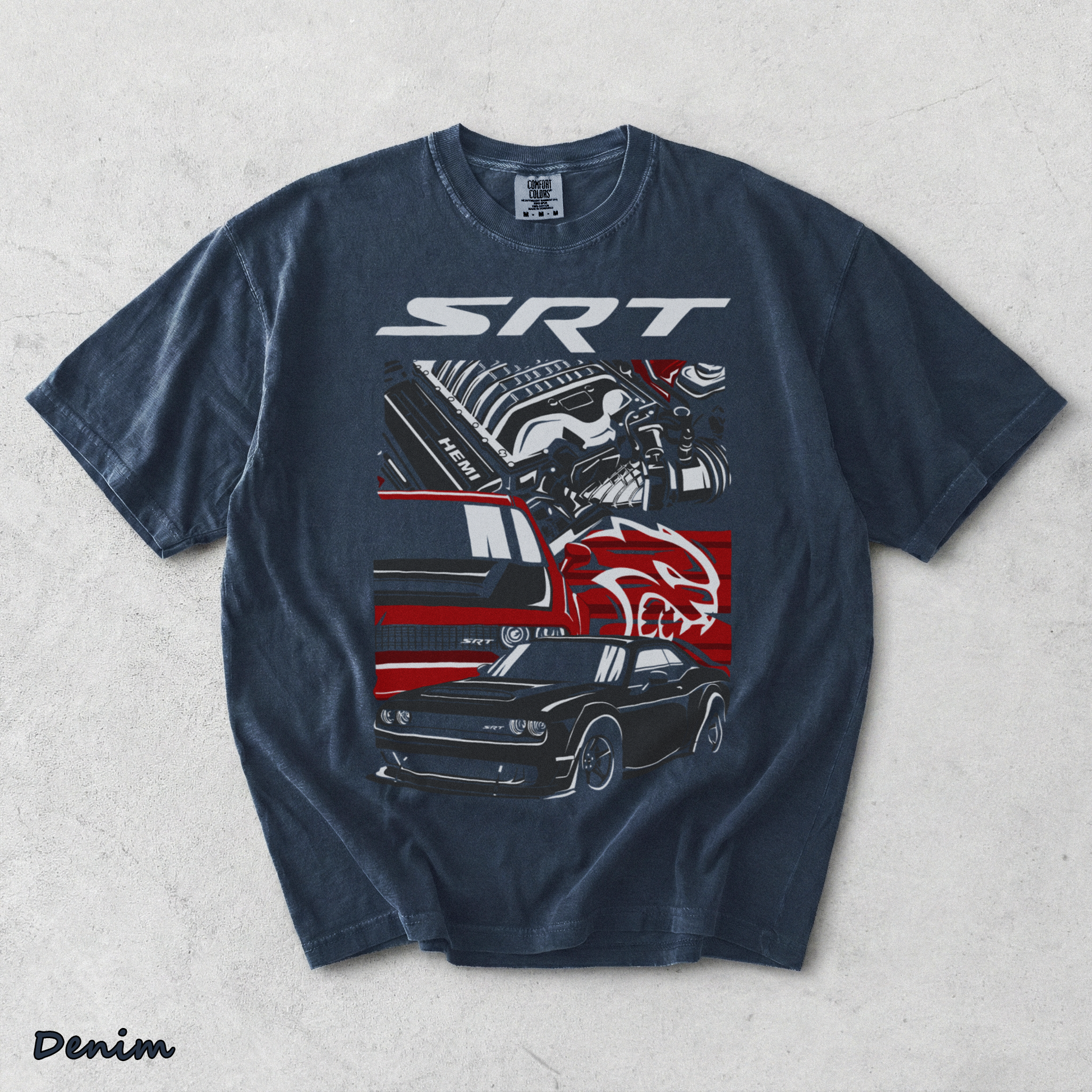 SRT Hellcat back - Denim mockup