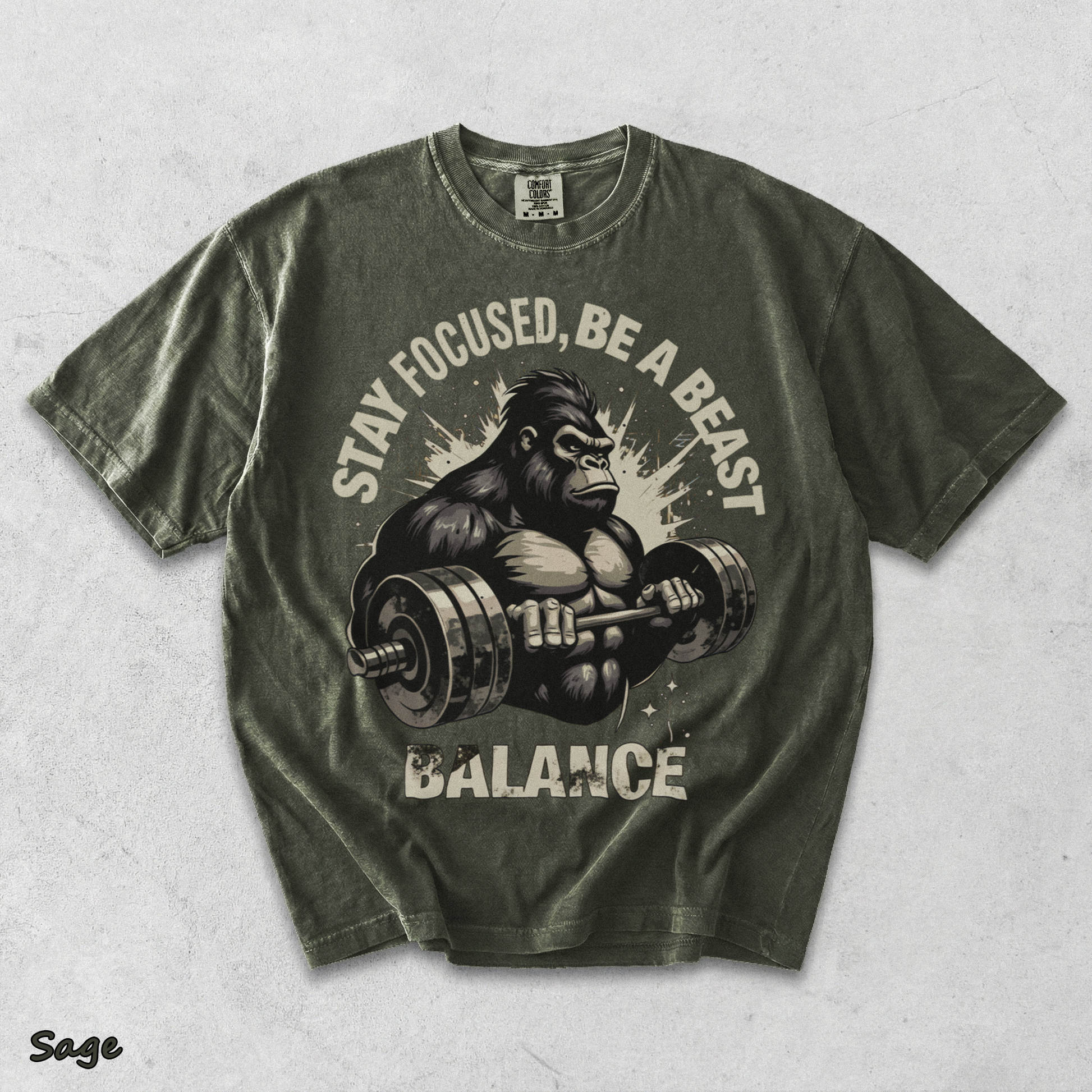 Stay Focused Be A Beast Gym - Sage mockup