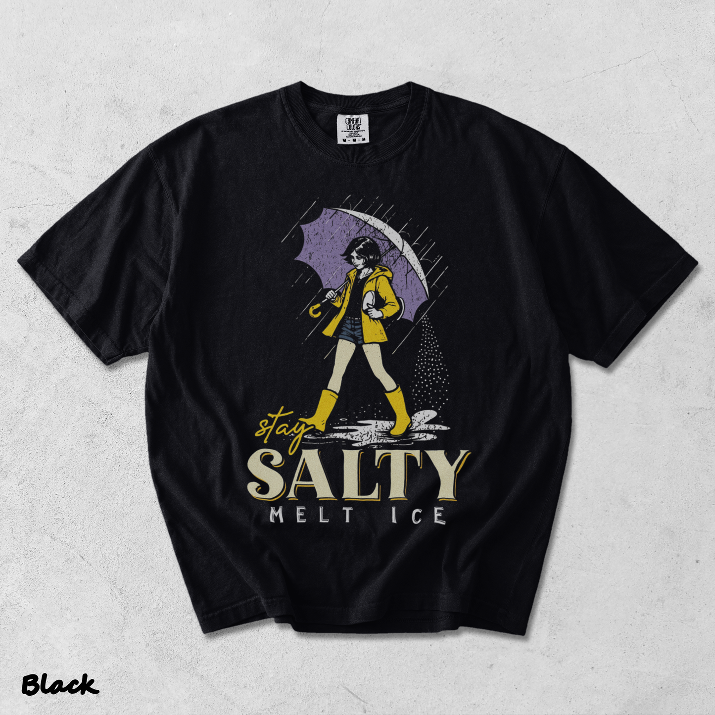 Stay Salty Melt Ice Morton Salt Girl Parody Retro Aesthetic Graphic - Black mockup