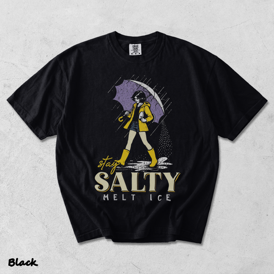 Stay Salty Melt Ice Morton Salt Girl Parody Retro Aesthetic Graphic - Black mockup