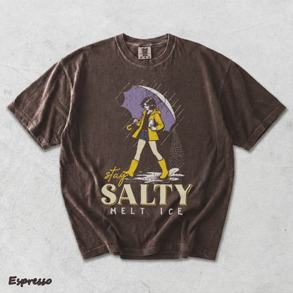 Stay Salty Melt Ice Morton Salt Girl Parody Retro Aesthetic Graphic - Espresso mockup