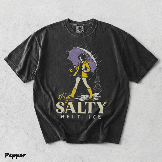 Stay Salty Melt Ice Morton Salt Girl Parody Retro Aesthetic Graphic - Pepper mockup