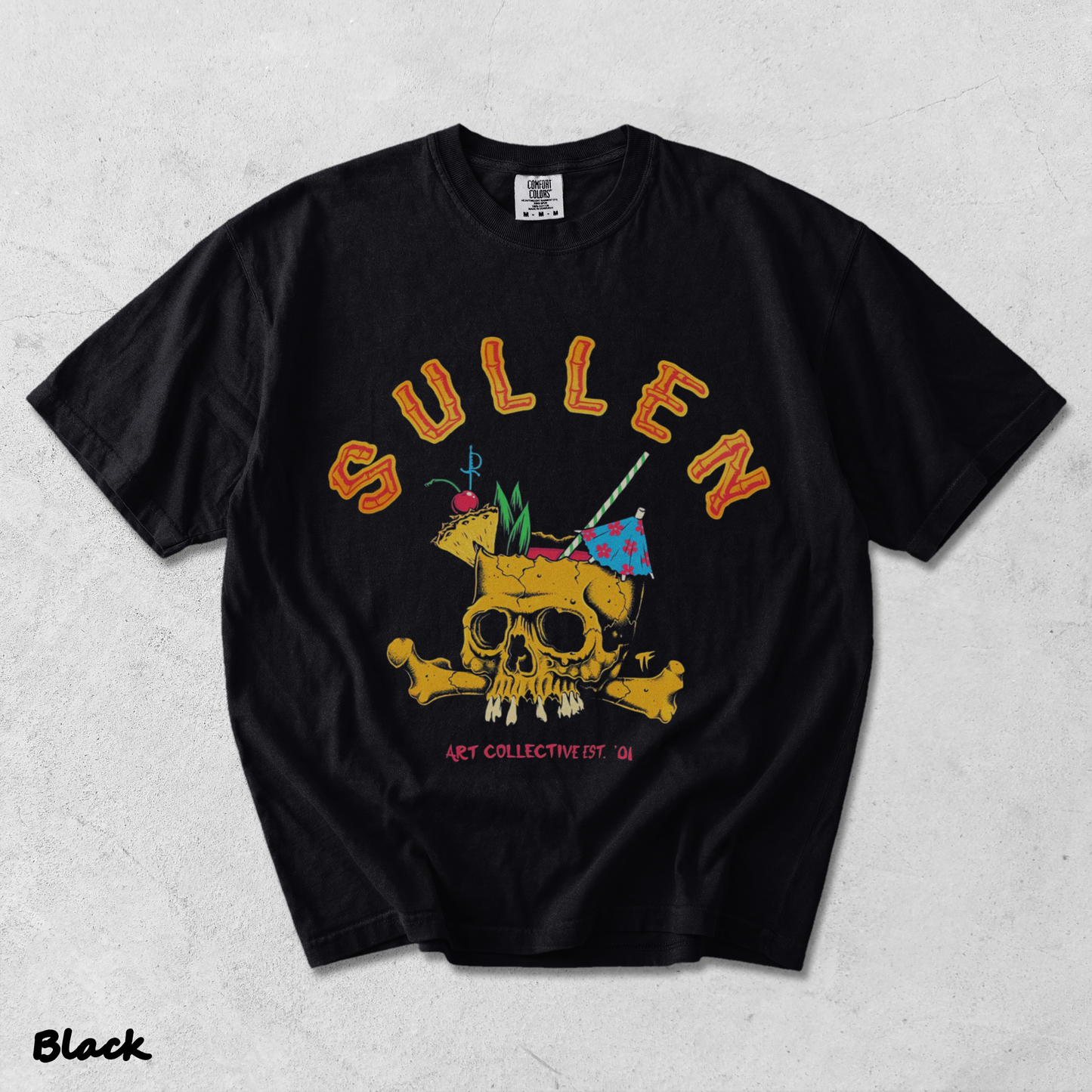 Sullen Brain Dead Skull Tiki Bamboo Tropical Drinks - Black mockup