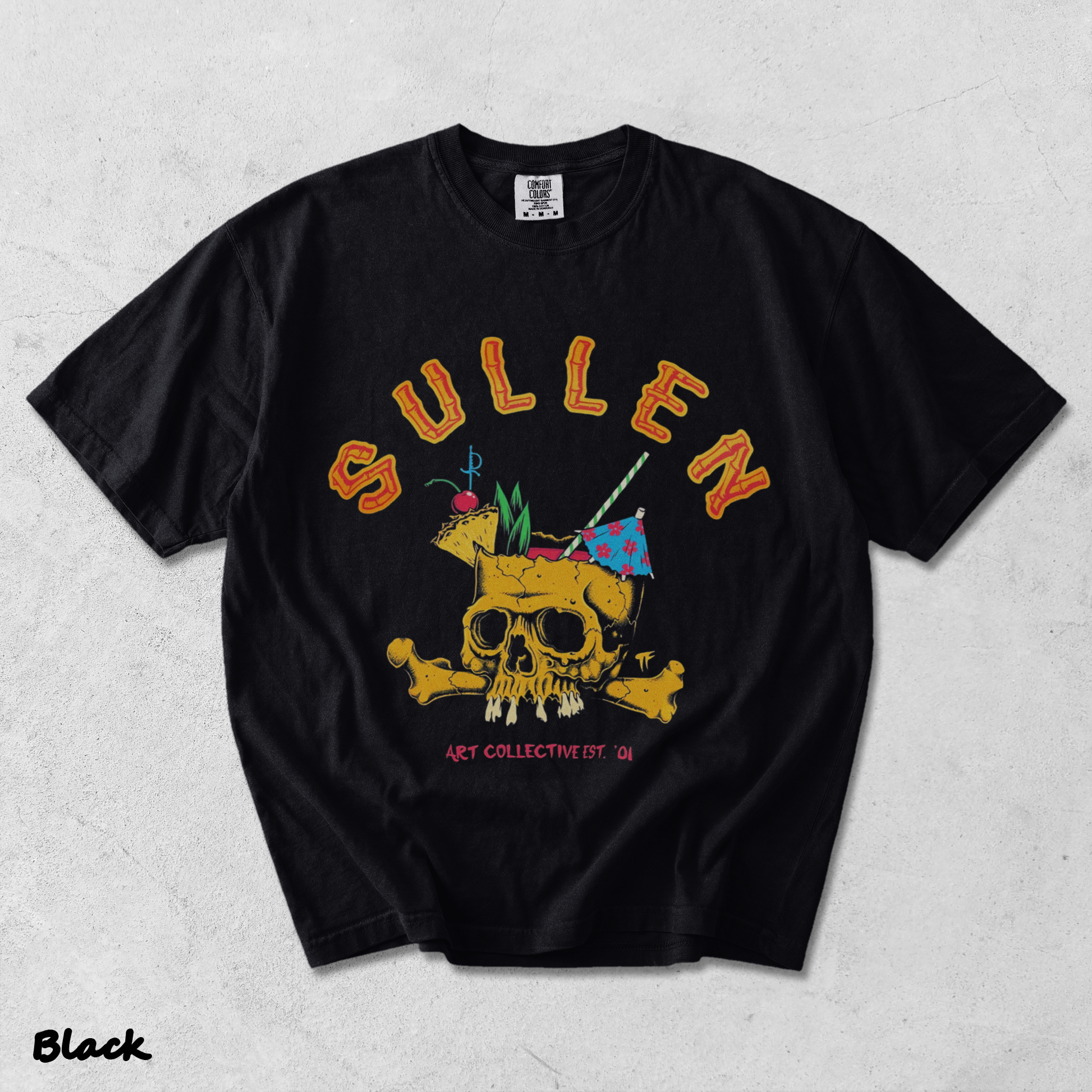 Sullen Brain Dead Skull Tiki Bamboo Tropical Drinks - Black mockup
