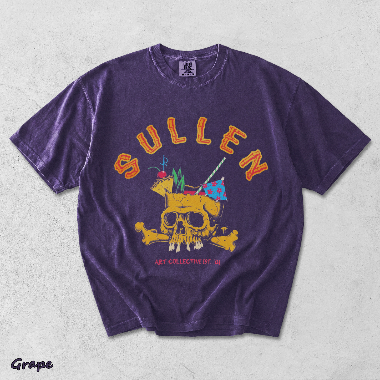 Sullen Brain Dead Skull Tiki Bamboo Tropical Drinks - Grape mockup