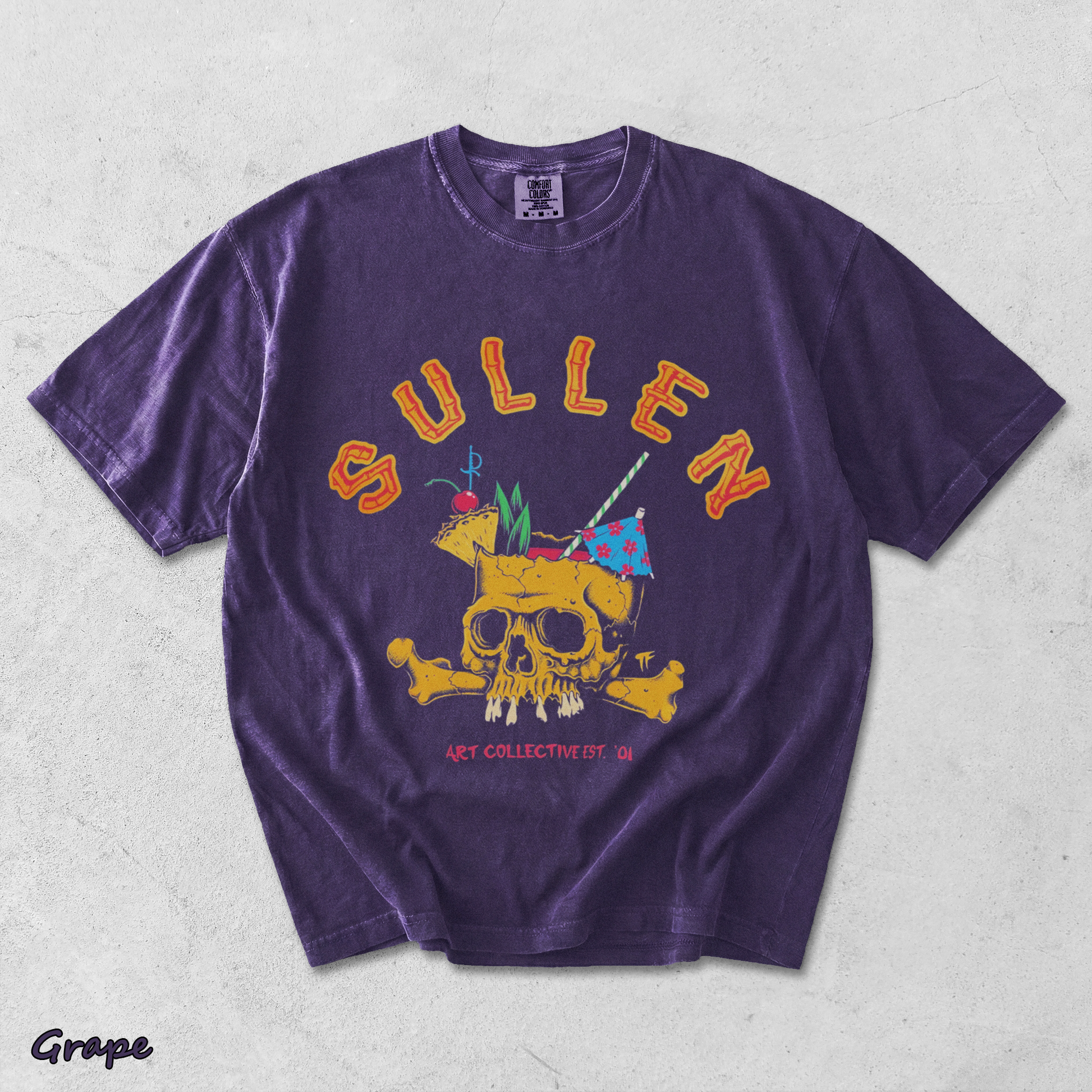 Sullen Brain Dead Skull Tiki Bamboo Tropical Drinks - Grape mockup