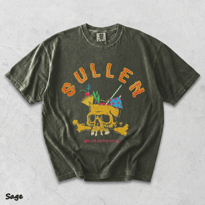 Sullen Brain Dead Skull Tiki Bamboo Tropical Drinks - Sage mockup