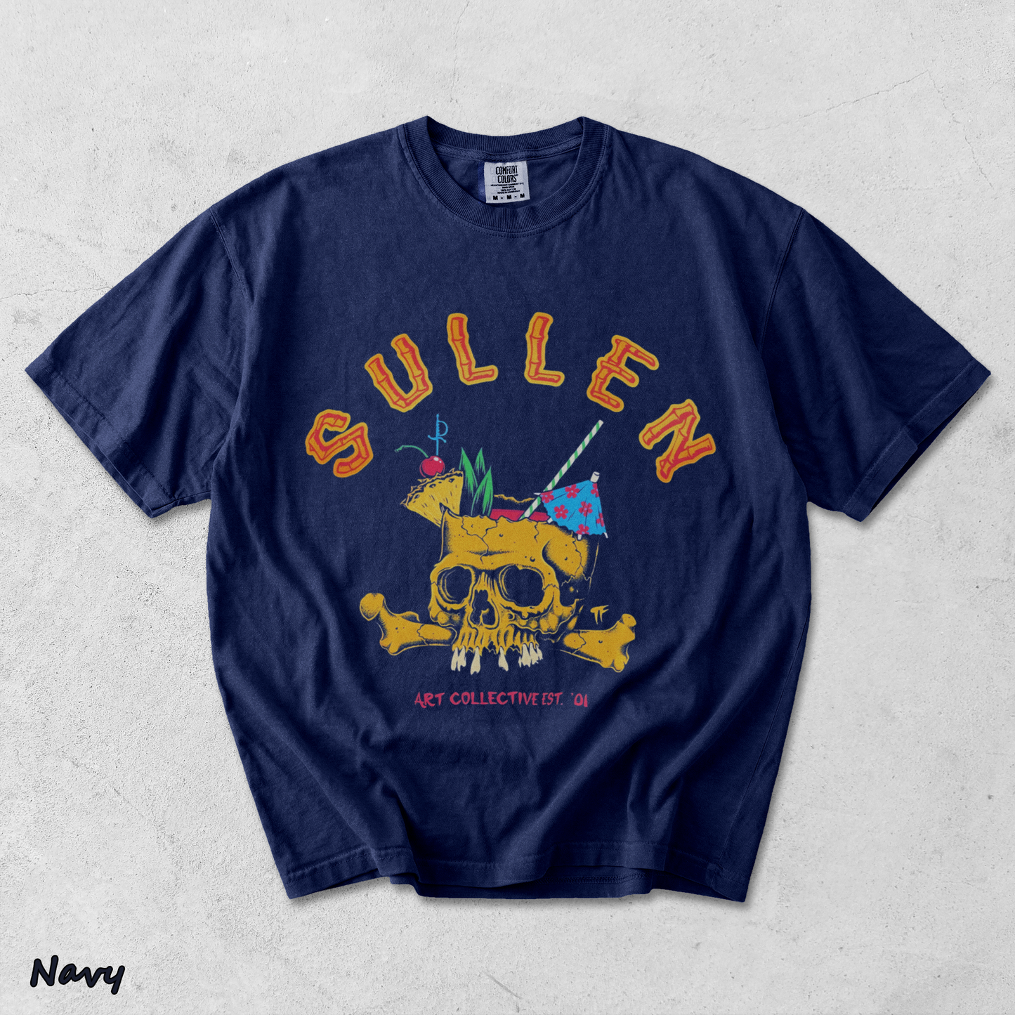 Sullen Brain Dead Skull Tiki Bamboo Tropical Drinks - True Navy mockup