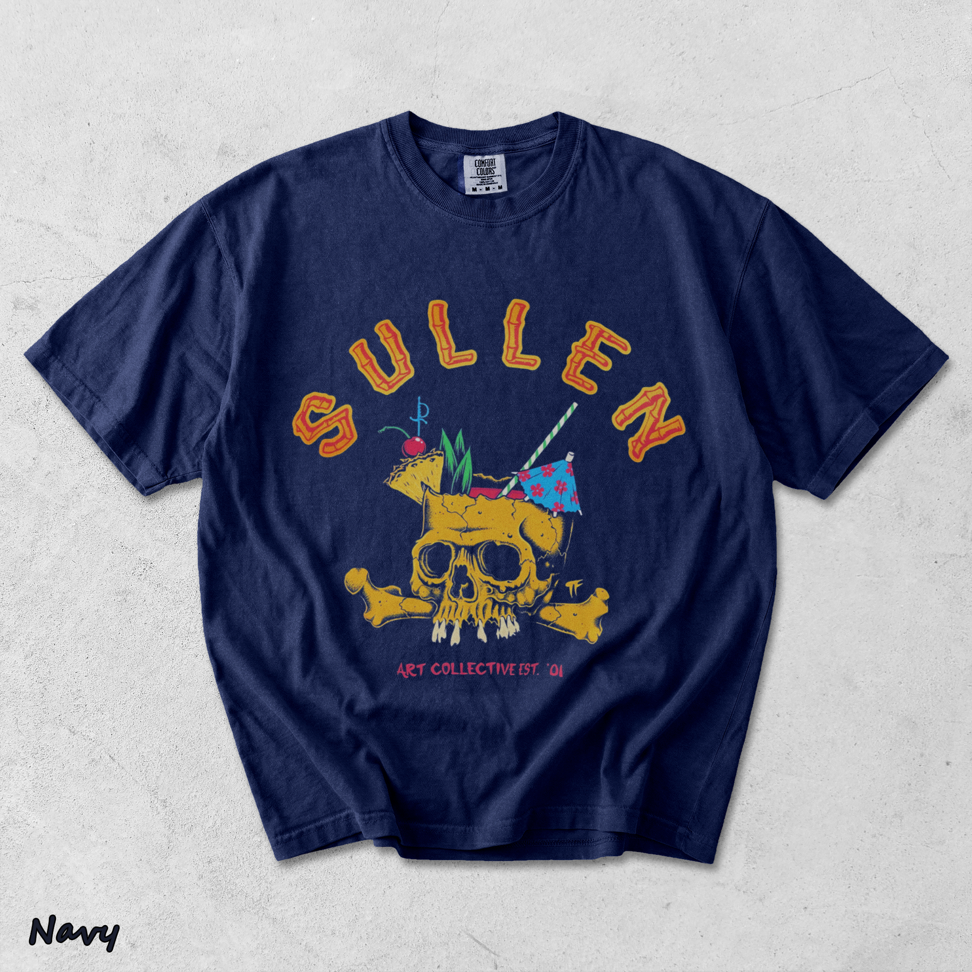 Sullen Brain Dead Skull Tiki Bamboo Tropical Drinks - True Navy mockup