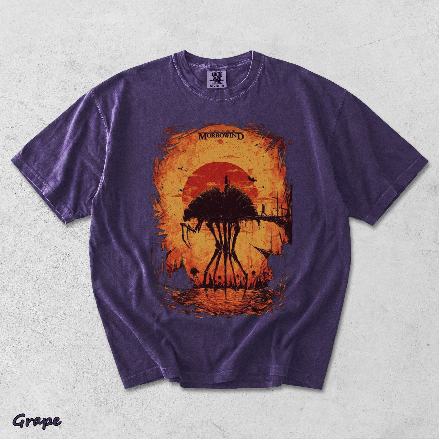 The Elder Scrolls III Morrowind Retro Limited Unisex Lightweight Cotton back - Grape mockup