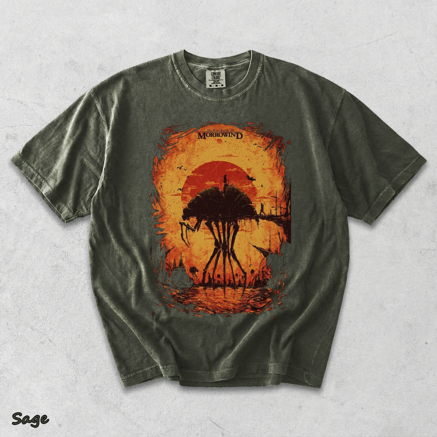 The Elder Scrolls III Morrowind Retro Limited Unisex Lightweight Cotton back - Sage mockup