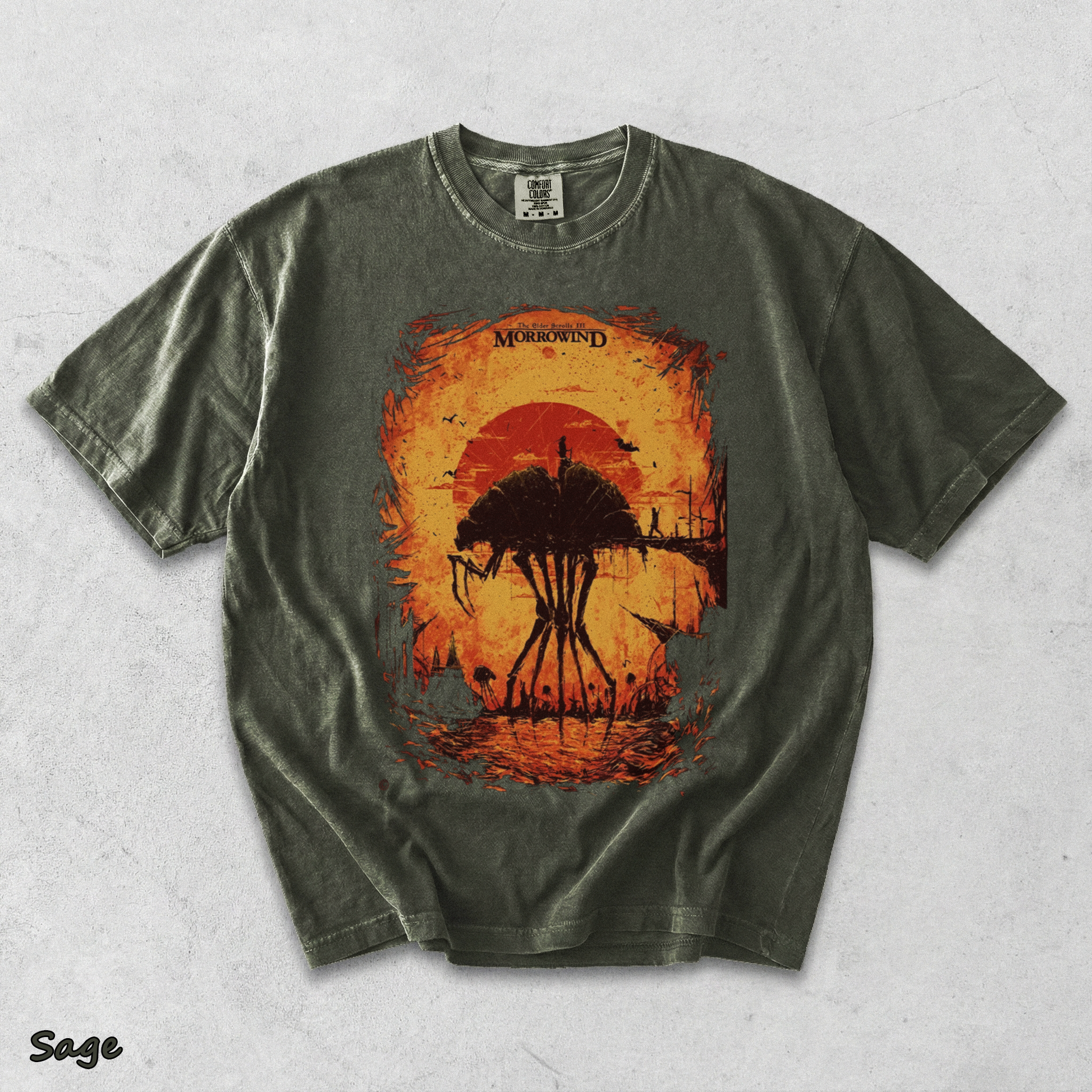 The Elder Scrolls III Morrowind Retro Limited Unisex Lightweight Cotton back - Sage mockup