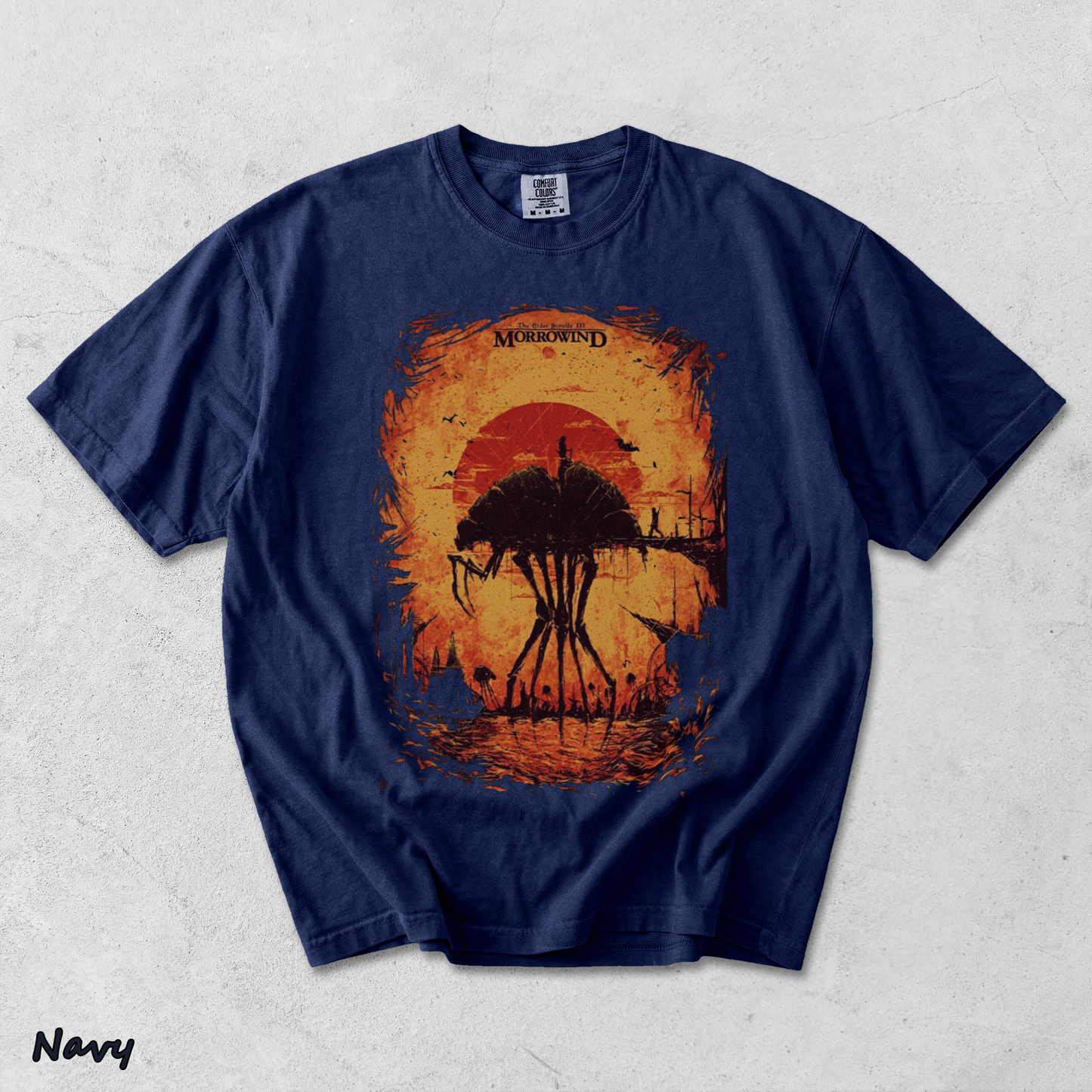 The Elder Scrolls III Morrowind Retro Limited Unisex Lightweight Cotton back - True Navy mockup