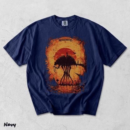 The Elder Scrolls III Morrowind Retro Limited Unisex Lightweight Cotton back - True Navy mockup