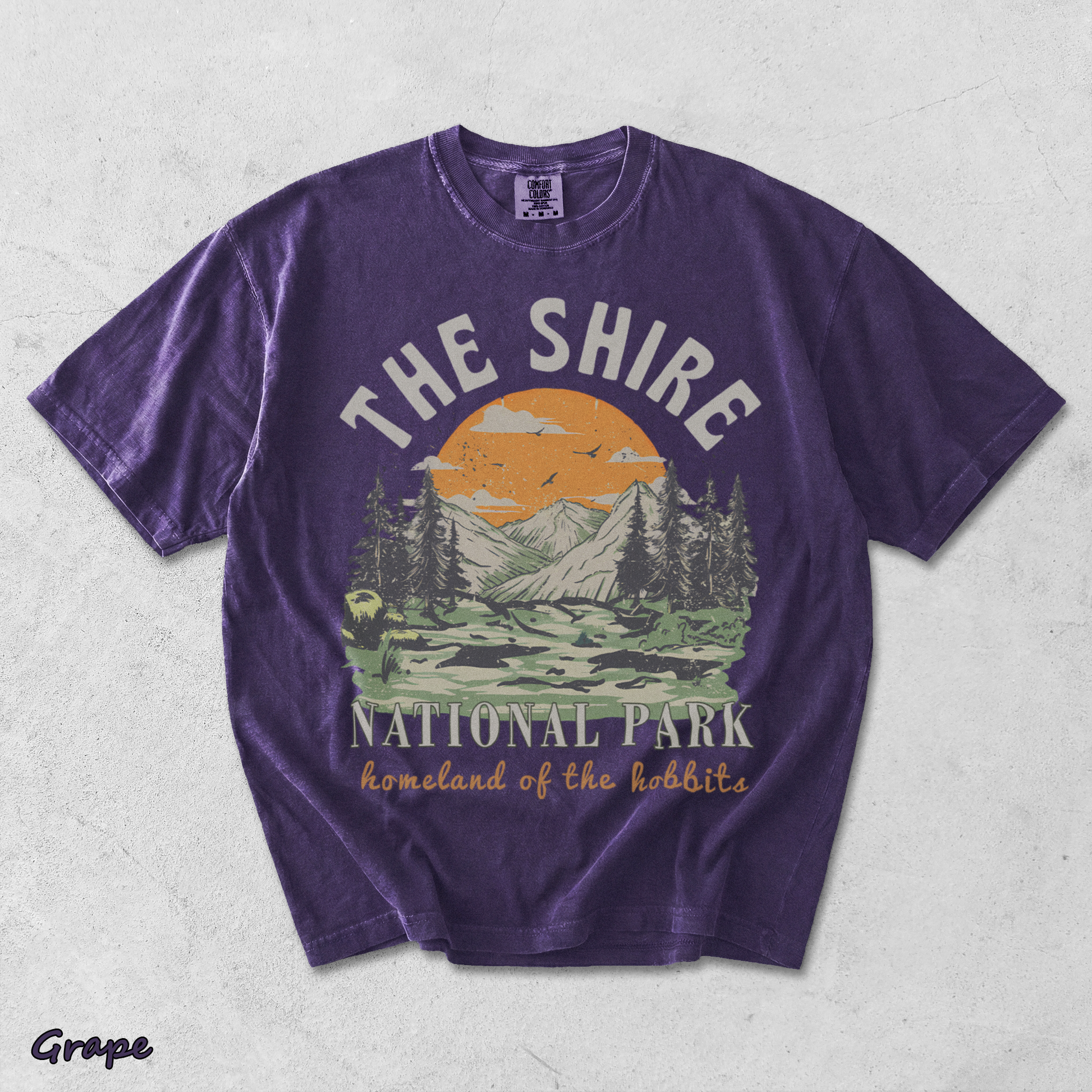 The Shire Lord of The Rings Graphic Tee - National Park - Grape mockup