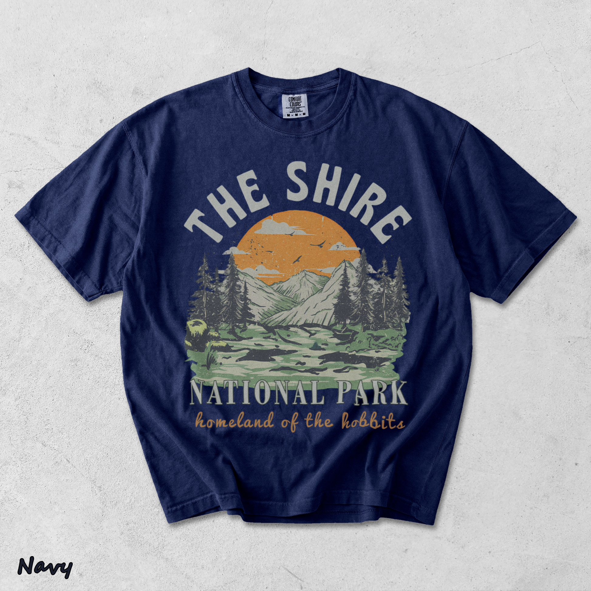 The Shire Lord of The Rings Graphic Tee - National Park - True Navy mockup