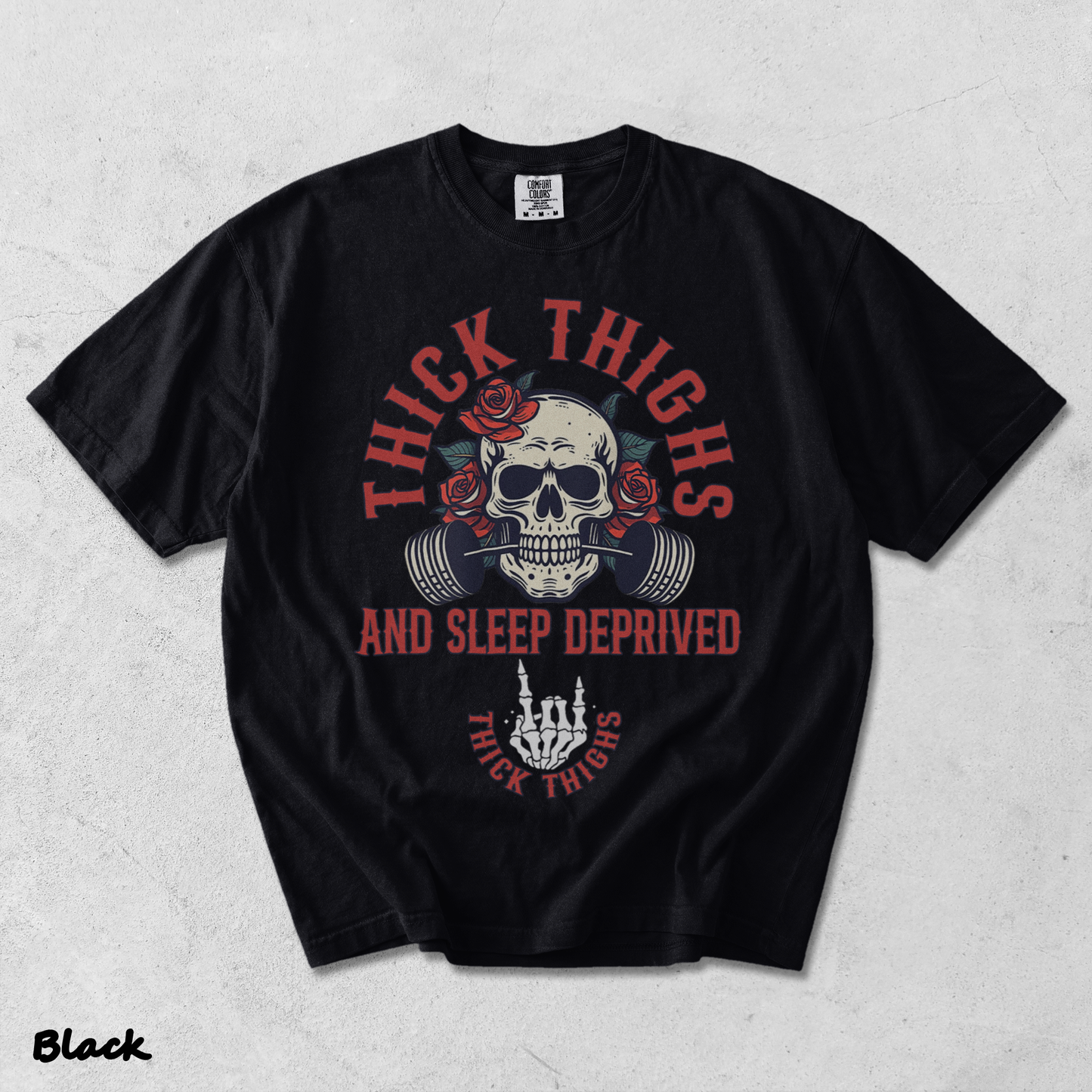 Thick Thighs And Sleep Deprived - Black mockup