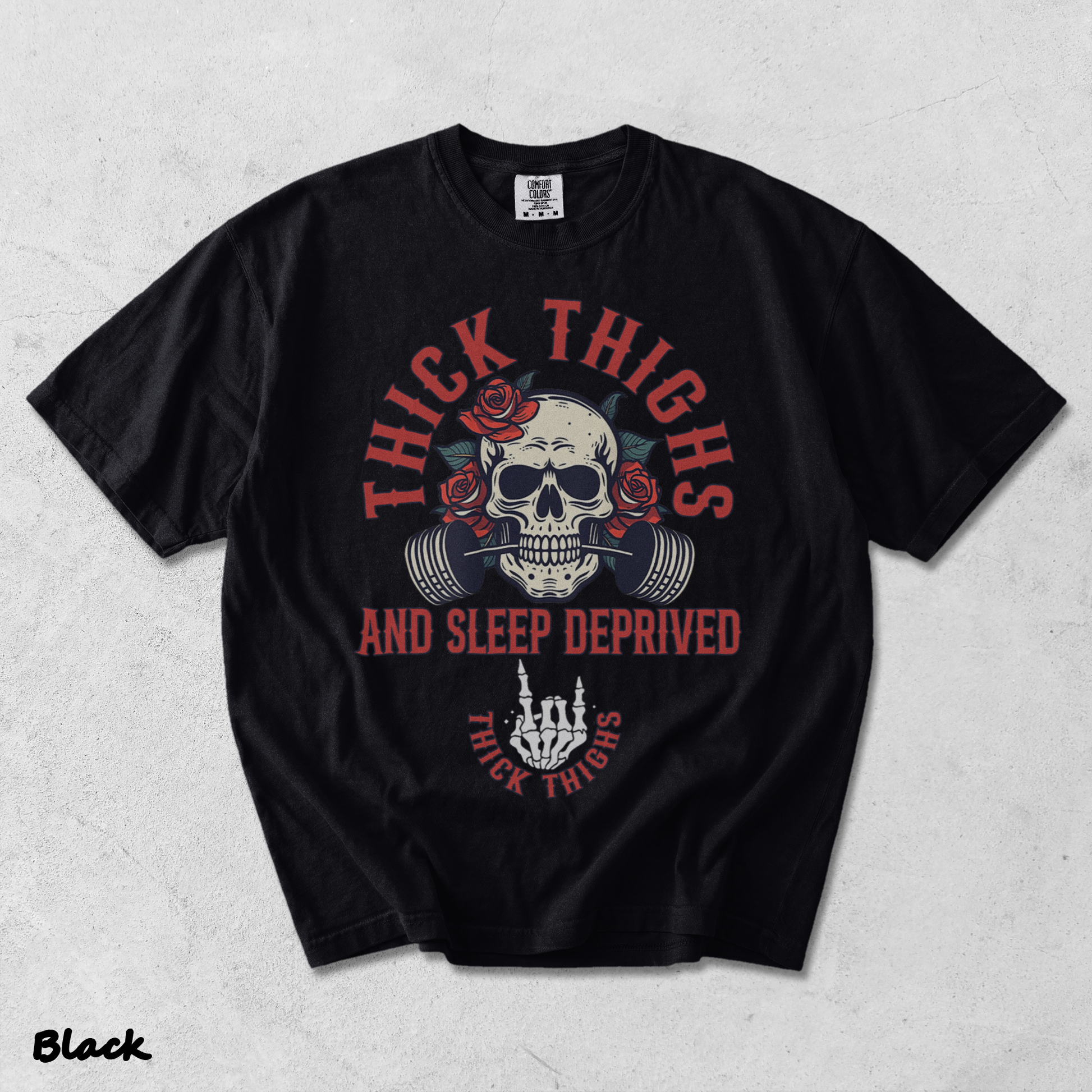 Thick Thighs And Sleep Deprived - Black mockup
