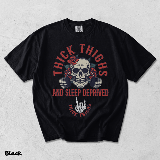Thick Thighs And Sleep Deprived - Black mockup