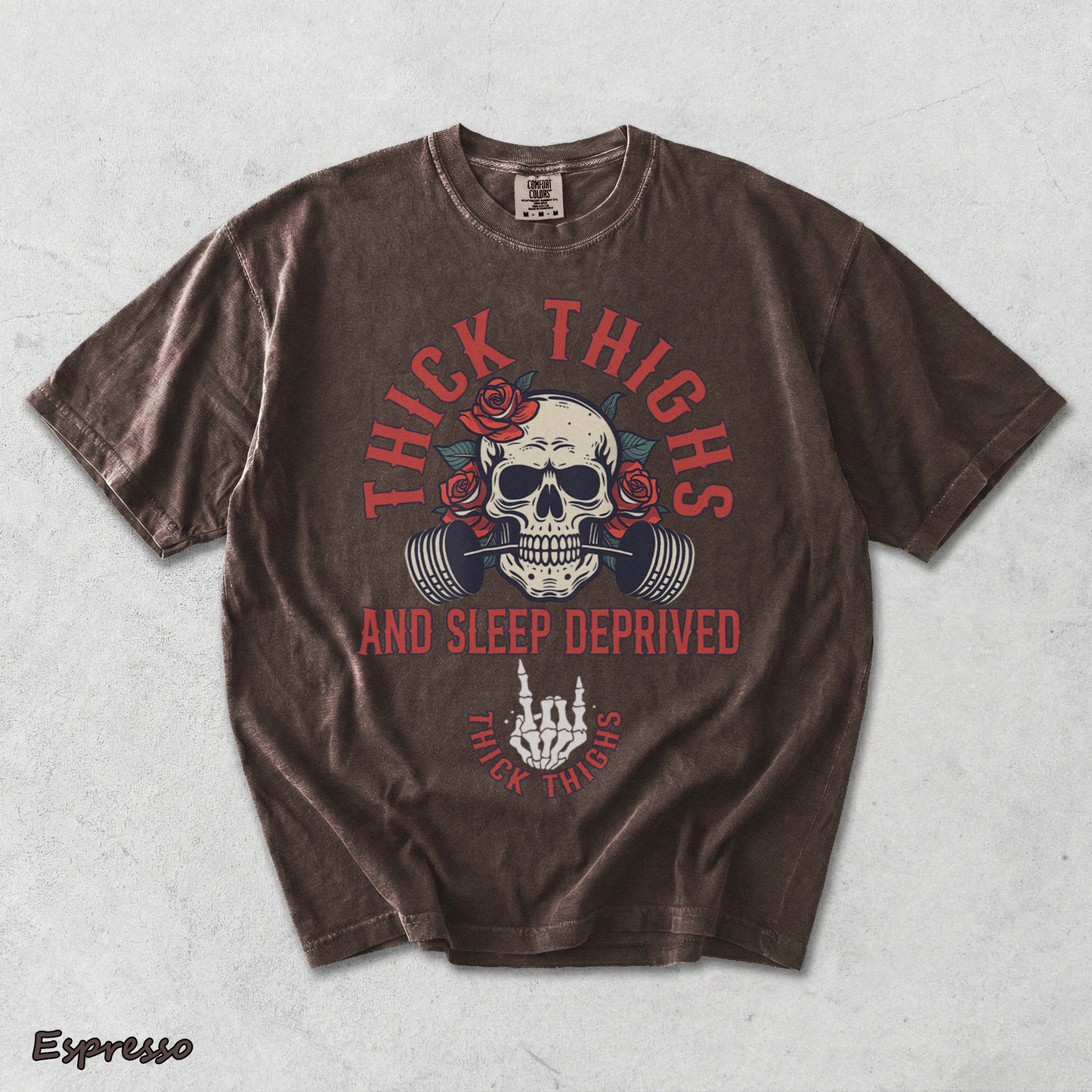 Thick Thighs And Sleep Deprived - Espresso mockup