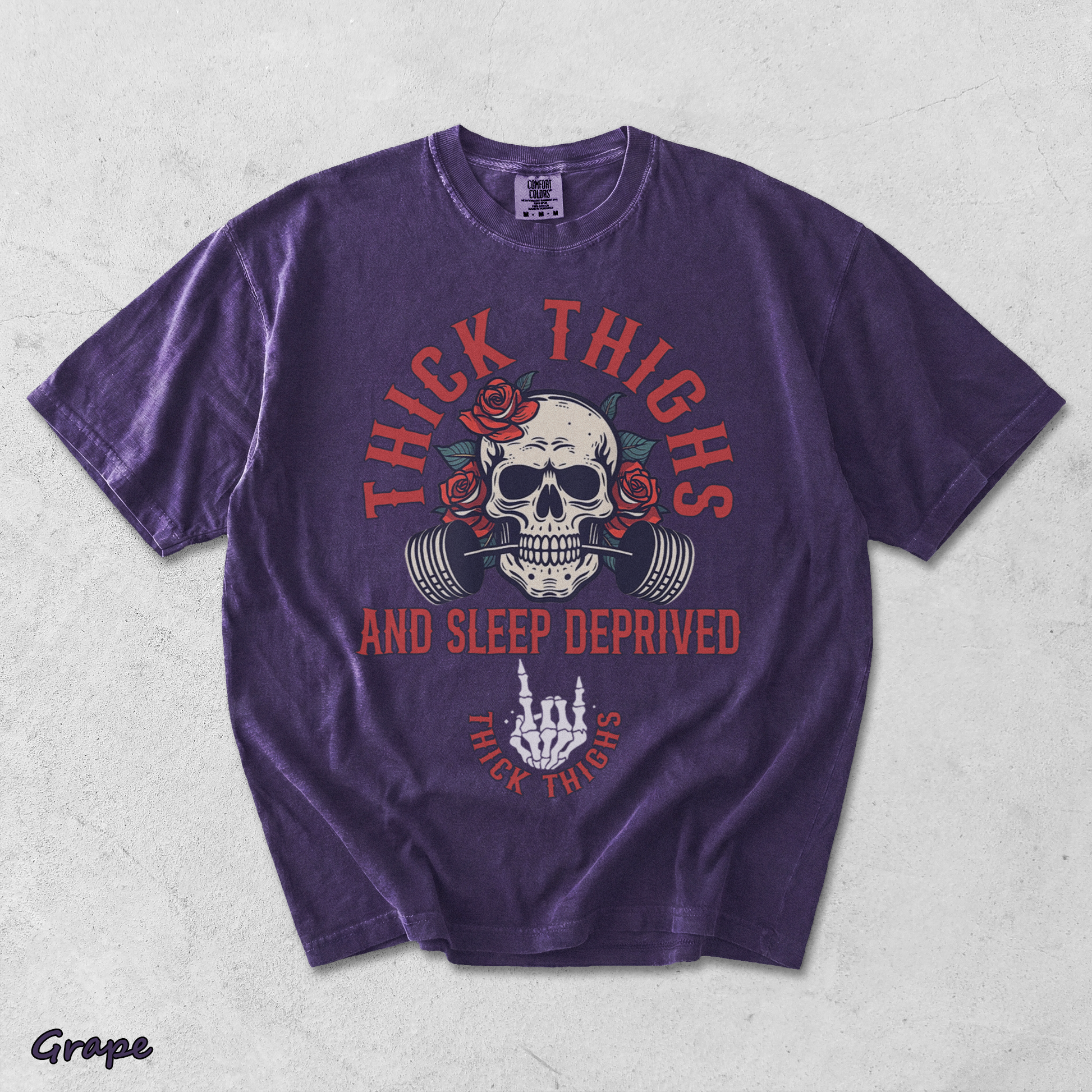 Thick Thighs And Sleep Deprived - Grape mockup