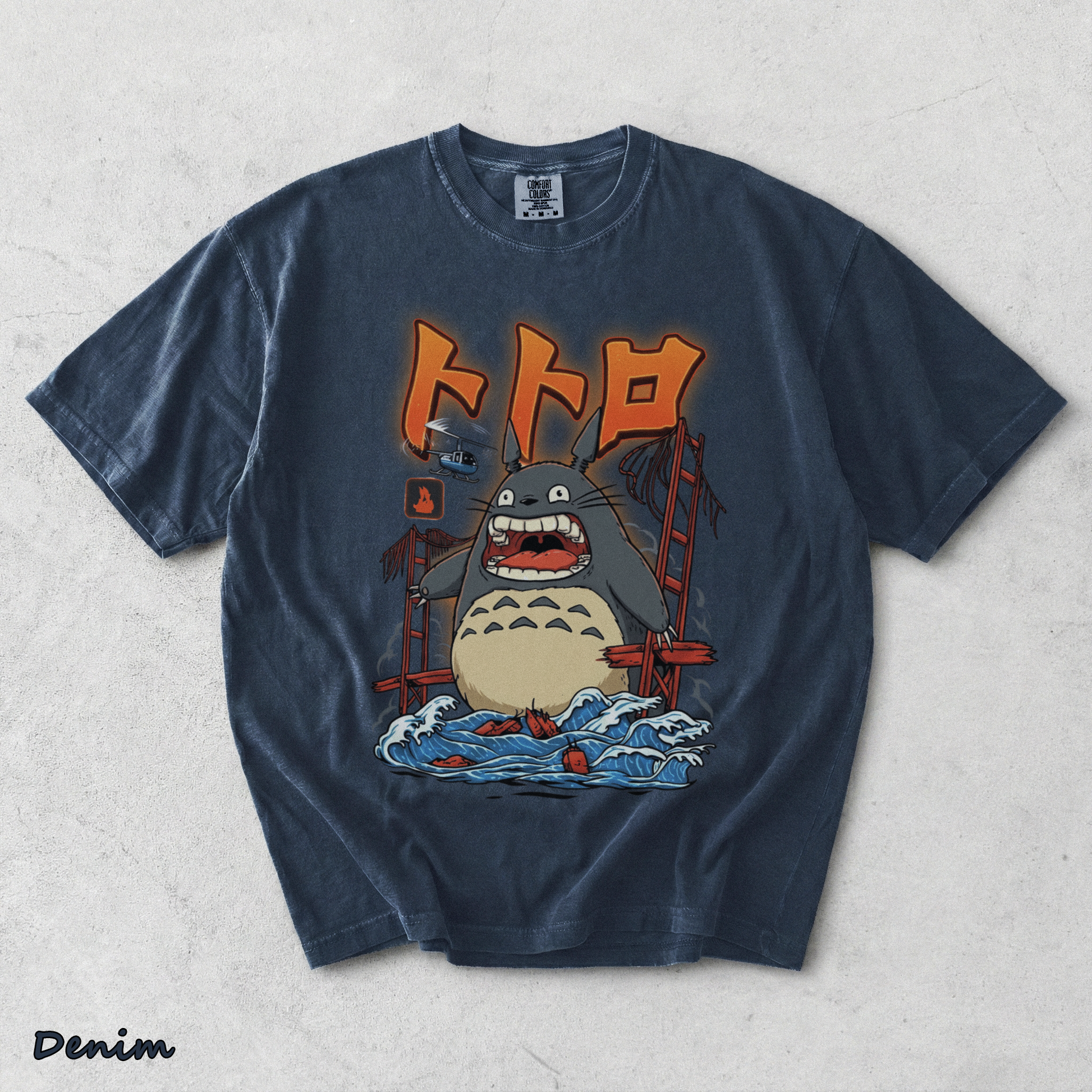 Totoro Kaiju Anime - Denim mockup