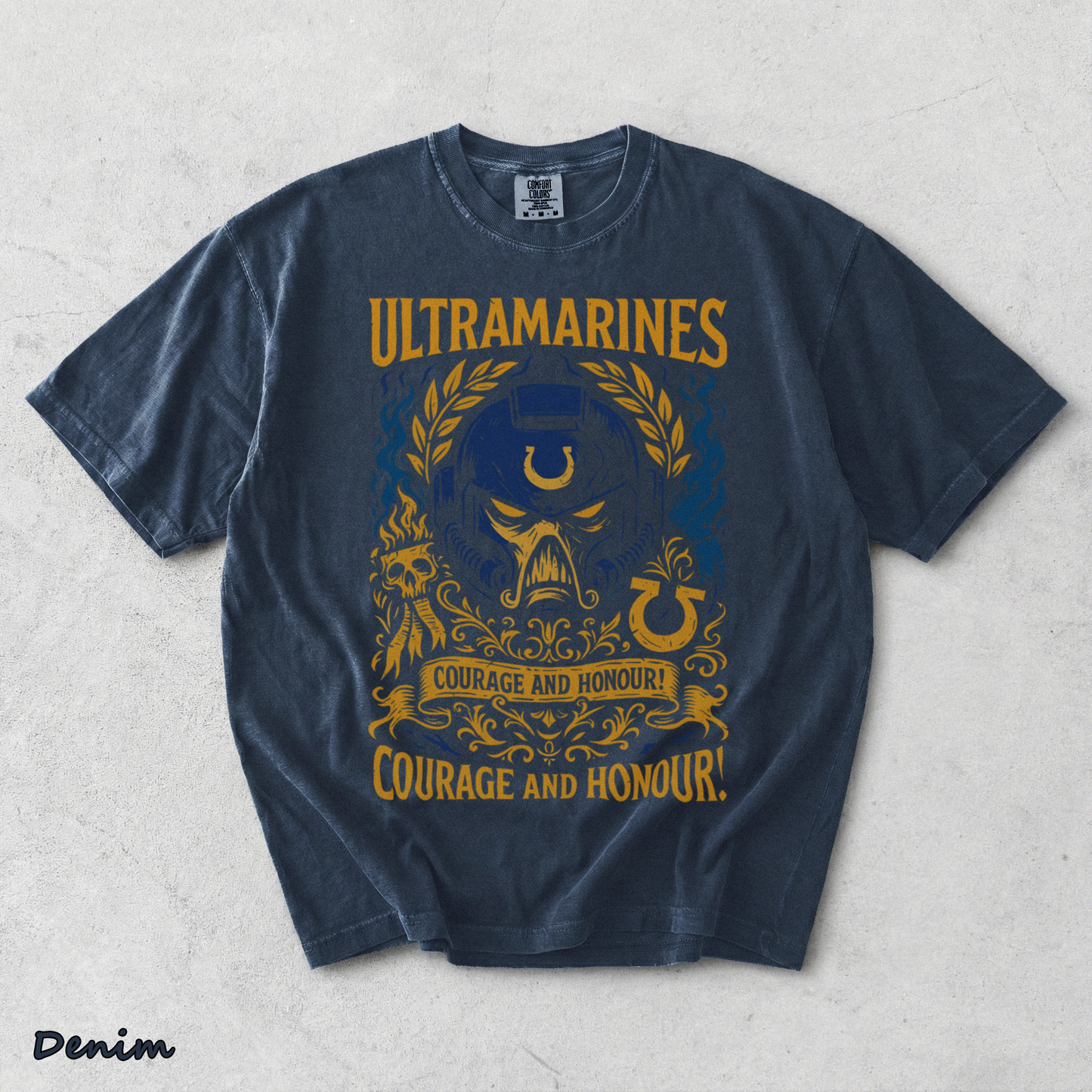 Ultramarine Hoodie T shirt.png 2 - Denim mockup