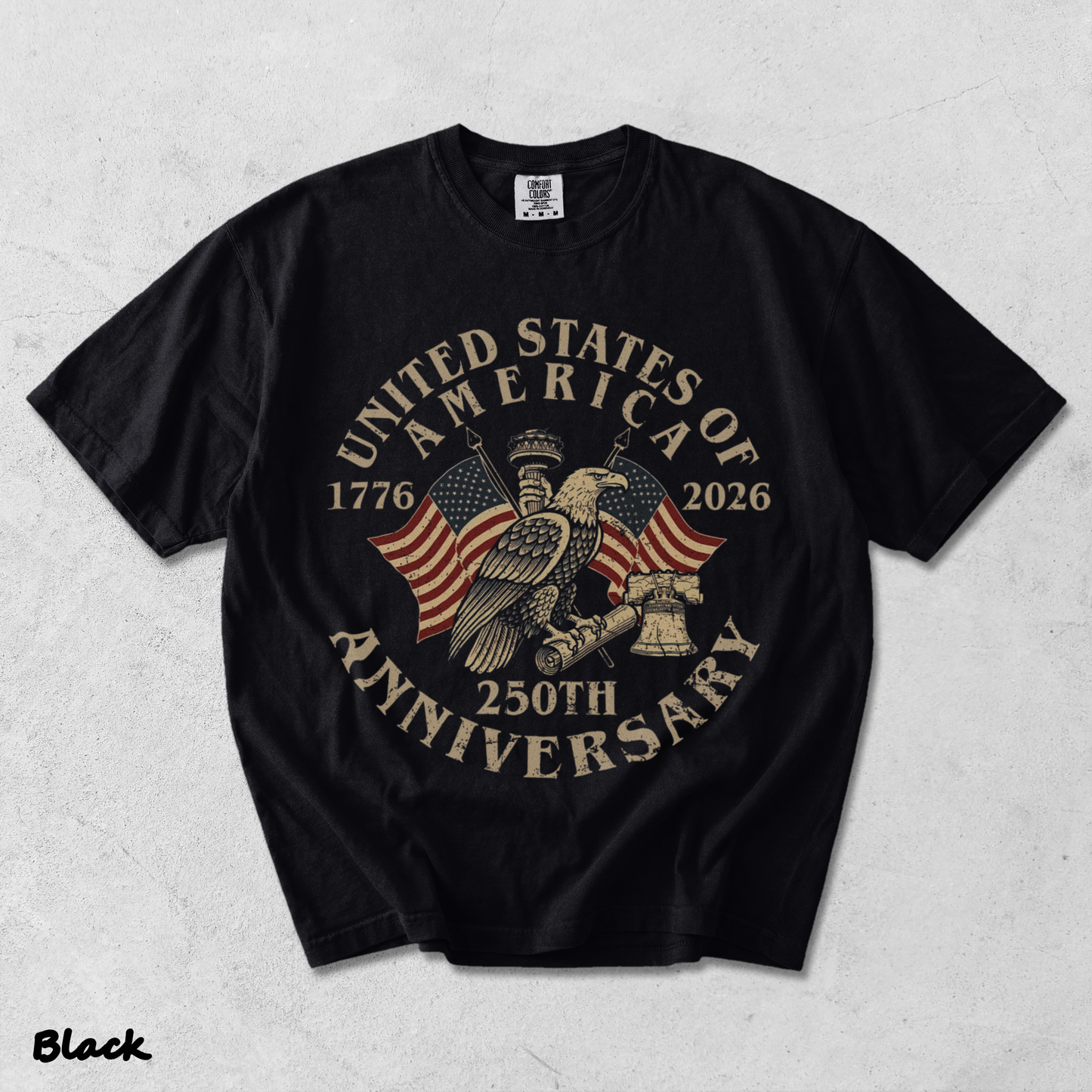 USA 250th Anniversary Comfort Colors Shirt - Black mockup