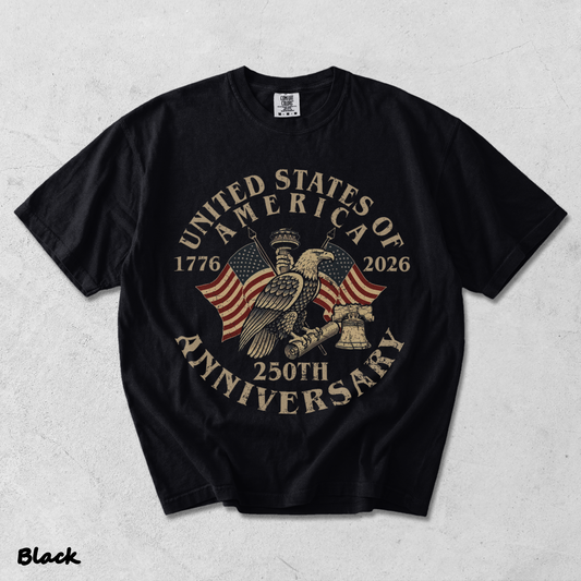 USA 250th Anniversary Comfort Colors Shirt - Black mockup