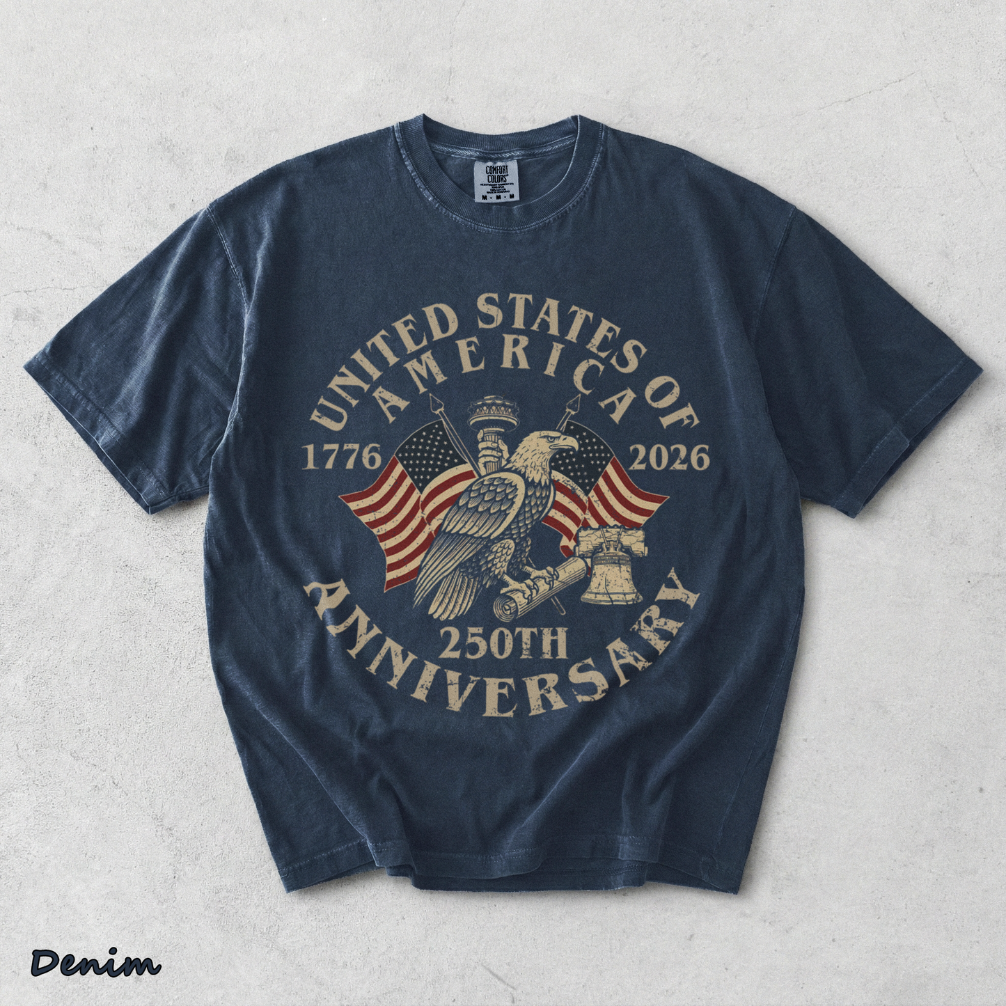 USA 250th Anniversary Comfort Colors Shirt - Denim mockup